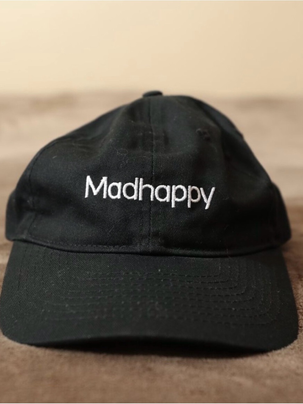 Madhappy Black Hat with White Logo Embroidery